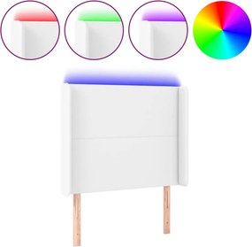 vidaXL Κεφαλάρι Κρεβατιού LED Λευκό 103x16x118/128 εκ. Συνθετ. Δέρμα
