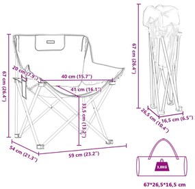 Καρέκλες Κάμπινγκ με Τσέπες Πτυσσόμενες 2 Τεμ. Έντονο Μπλε - Μπλε