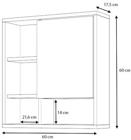 Καθρέπτης μπάνιου Demo Μegapap χρώμα λευκό 60x17,5x60εκ.