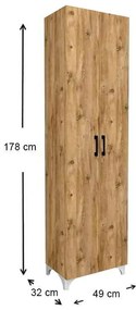 Ντουλάπα - Παπουτσοθήκη μελαμίνης Lilly Megapap χρώμα pine oak 49x32x170εκ.