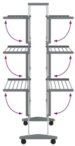 vidaXL Απλώστρα Ρούχων με Ροδάκια 89 x 64 x 129 εκ. από Αλουμίνιο