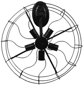 GloboStar FAN 01163 Vintage Industrial Φωτιστικό Τοίχου Απλίκα Πολύφωτο Μαύρο Μεταλλικό Πλέγμα Φ46 x Μ22 x Π46 x Υ46cm