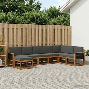 vidaXL Σειρά Καναπέ Εξωτερικού 8 pcs Φυσικό και Ανθρακί