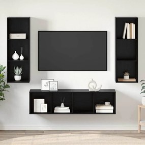 vidaXL Σετ επίπλου τηλεόρασης 3 pcs Μαύρη Οξυά Επεξεργασμένο ξύλο