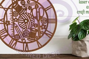 Intra απο ξύλο plywood 3mm-4mm πάχος – Ράψιμο ρολόι τοίχου με κομμένα αρχεία με λέιζερ, Δίασταση  40x30 cm INTRAFABR-85075061