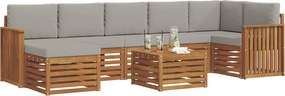 vidaXL Σειρά Καναπέ Εξωτερικού 8 pcs Φυσικό και Ανοιχτό Γκρι