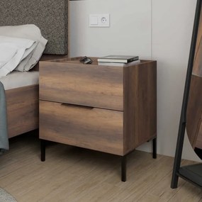 Κομοδίνο Oryana Megapap χρώμα καρυδί 55x44x59εκ. - 0258270