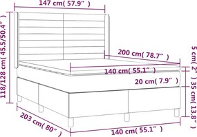 vidaXL Κρεβάτι Boxspring με Στρώμα Κρεμ 140x200 εκ. Υφασμάτινο