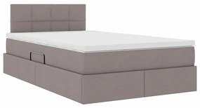 vidaXL Κρεβάτι με αποθηκευτικό χώρο και LED Taupe 120 x 200 cm