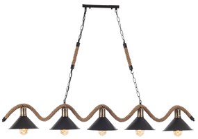 Artekko Hemp Rope Φωτιστικό Οροφής 5φωτο (Ε27) με Μαύρο Μέταλλο/Σχοινί (140x20x50)cm Artekko 023-3319