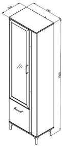 Βιτρίνα Corsica 1K VS1 Flagstaff Oak - Μαύρο 54,5x35x193 εκ. 54.5x35x193 εκ.