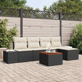 vidaXL Σετ Καναπέ Κήπου 6 pcs Μαύρος, λευκός