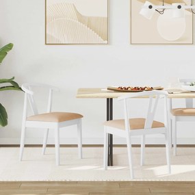 vidaXL Καρέκλα τραπεζαρίας 2 pcs Λευκό και Καφέ Στερεό Ξύλο Ραβέντι