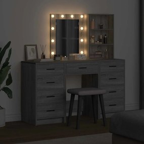 vidaXL Τραπέζι περιποίησης με συρτάρι 3 pcs Γκρι Επεξεργασμένο ξύλο