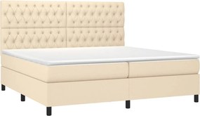 vidaXL Κρεβάτι Boxspring με Στρώμα &amp; LED Κρεμ 200x200 εκ. Υφασμάτινο