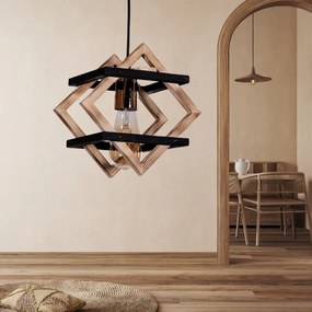 Φωτιστικό οροφής Legno Megapap E27 ξύλινο μονόφωτο χρώμα φυσικό - μαύρο 25x18x70εκ. - GP036-0064,1