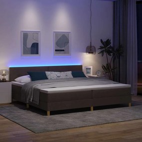 vidaXL LED Κρεβάτι με βάθρο Σκούρο Καφέ 200 x 200 cm ύφασμα