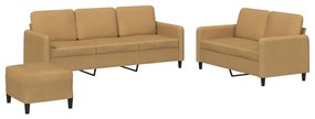 vidaXL Σαλόνι Σετ 3 Τεμαχίων Καφέ από Βελούδο
