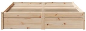 vidaXL Σκελετός Κρεβατιού Χωρίς Στρώμα 135x190 εκ Μασίφ Ξύλο Πεύκου
