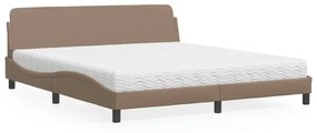 Κρεβάτι με Στρώμα Καπουτσίνο 180x200 εκ. Συνθ. Δέρμα