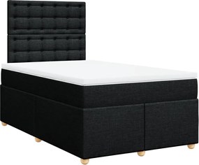 vidaXL Κρεβάτι Boxspring με Στρώμα Μαύρο 120x200 εκ. Υφασμάτινο