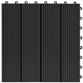 vidaXL Πλακάκια Deck 11 τεμ. Μαύρα 30 x 30 εκ. 1 μ² από WPC