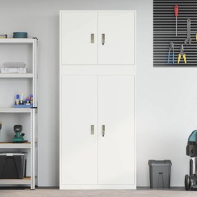 vidaXL Ντουλάπι αποθήκευσης 2 τμχ. Λευκό 90 x 40 x 210 εκ Ατσάλι