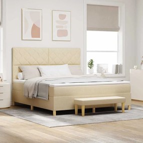 vidaXL Κρεβάτι με ελατήρια με στρώμα Κρεμ 180 x 200 cm ύφασμα