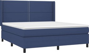 vidaXL Κρεβάτι Boxspring με Στρώμα Μπλε 180x200 εκ. Υφασμάτινο