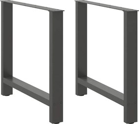 vidaXL Πόδια Τραπεζαρίας Ανθρακί 2 τεμ. 80x(72-73) εκ. Ατσάλι