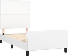 vidaXL Πλαίσιο Κρεβατιού με Κεφαλάρι Λευκό90x190εκ. από ΣυνθετικόΔέρμα