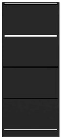 Παπουτσοθήκη με 4 Ανακλινόμενα Συρτάρια Μαύρη 80x34x187,5 εκ. - Μαύρο