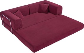 Compressed Nextdeco τριθέσιος καναπές-κρεβάτι μπορντώ 200x100x75εκ.