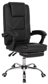 OFFICE CHAIR SEENA  BLACK PU-FOLDING FOOTREST 62x65x115Hcm.