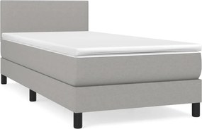vidaXL Κρεβάτι Boxspring με Στρώμα Ανοιχτό Γκρι 90x200 εκ. Υφασμάτινο