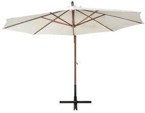 vidaXL Ομπρέλα Κρεμαστή Λευκή 350 εκ. με Ξύλινο Ιστό