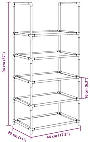 Ράφι παπουτσιών 5 επιπέδων μαύρο 44x28x94 cm μη υφασμένο ύφασμα - Μαύρο