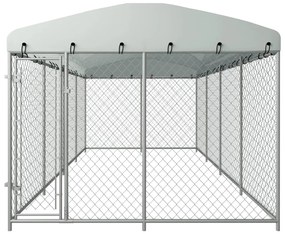vidaXL Κλουβί Σκύλου Εξωτερικού Χώρου 7,6 x 3,8 x 2,3 μ. με Στέγαστρο