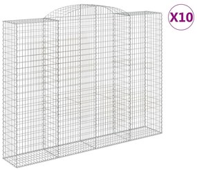 vidaXL Συρματοκιβώτια Τοξωτά 10 τεμ. 300x50x220/240 εκ. Γαλβαν. Σίδερο