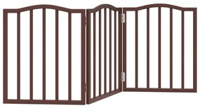 vidaXL Πύλη σκύλου πτυσσόμενη 3 πάνελ καφέ δρυς 150 cm ξύλο λεύκας