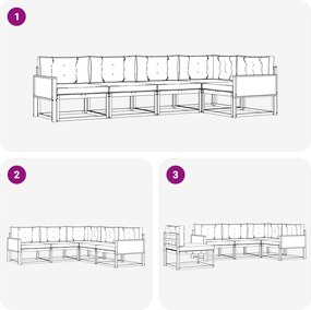 vidaXL Σειρά Καναπέ Εξωτερικού 5 pcs Φυσικό και Μπεζ