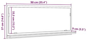 Καθρέφτης Μπάνιου Γκρι Σκυροδέματος 90x11x37 εκ. Επεξ. Ξύλο - Γκρι