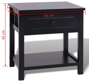 vidaXL Κομοδίνο Μαύρο Ξύλινο