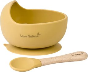 Σετ φαγητού bowl &amp; κουτάλι Saro Nordic Wave Ochre 4+m