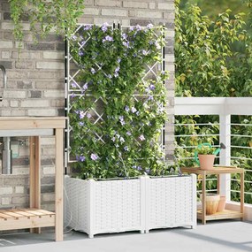 vidaXL Γλάστρα Κήπου 2 τμχ. Λευκό 80 x 40 x 142 cm PP
