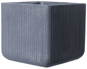 Γλάστρα Πήλινη Τετράγωνη Stripe D-4170-8 XL 44x44x38cm Grey Supergreens Πηλός