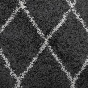 Χαλί Shaggy με Ψηλό Πέλος Μοντέρνο Μαύρο και Κρεμ300 x 400 εκ. - Πολύχρωμο