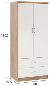ΝΤΟΥΛΑΠΑ 2ΦΥΛΛΗ ME 2 ΣΥΡΤΑΡΙΑ REINA HM338.06 SONAMA-ΛΕΥΚΗ 80Χ42,5Χ180,5Υ εκ.