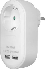 Ανταπτόρας SONORA PAW100-2USB24 3680W με pass-through και 2 θύρες φόρτισης USB (2.4Α)