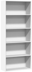 vidaXL Βιβλιοθήκη με 5 Ράφια Λευκή 80x30x189 εκ. Επεξεργασμένο Ξύλο